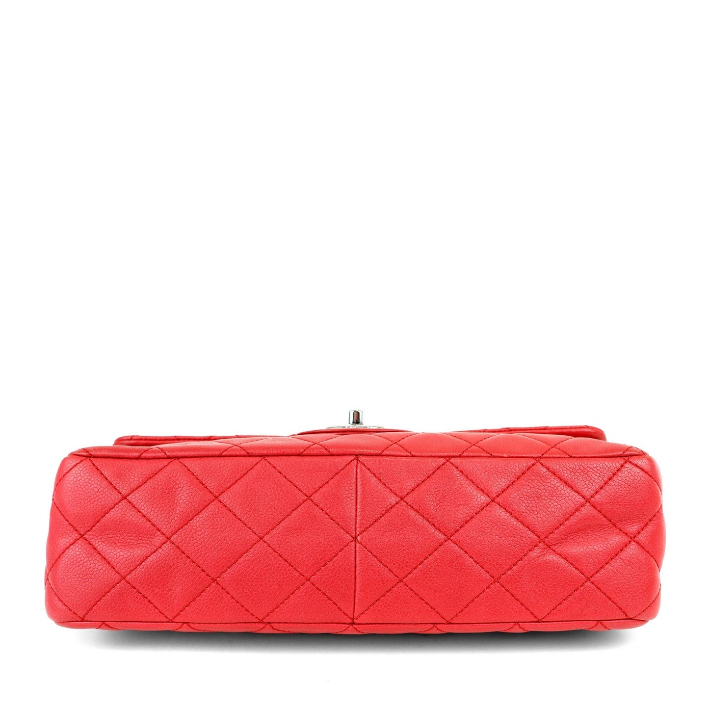 Chanel Red Lipstick Calf Single Flap Jumbo w/ Silver Hardware