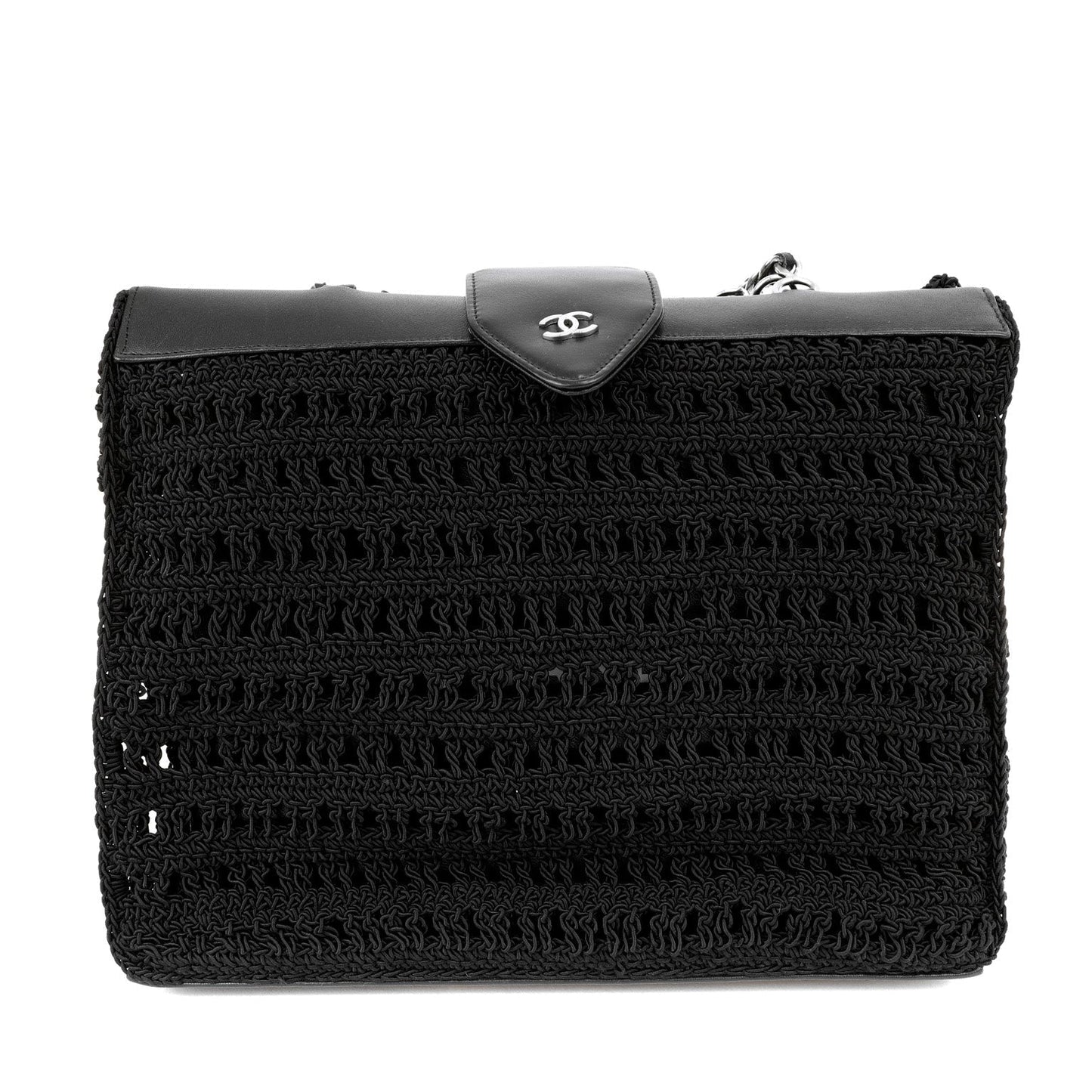 Chanel Black Crocheted Mini Tote with Silver Hardware