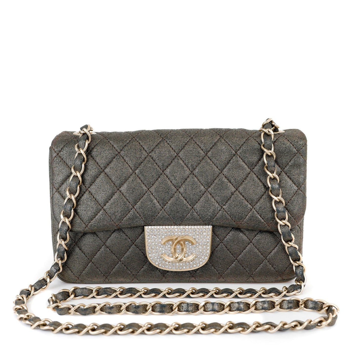 Chanel Metallic Black and Gold Crystal Flap Bag
