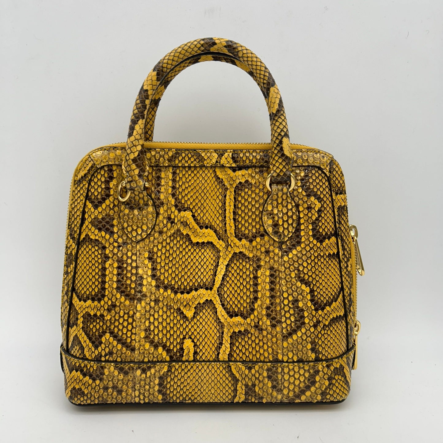 GUCCI Shiny Snakeskin Small Horsebit 1955 Top Handle Bag Deep Orange gu6989cc