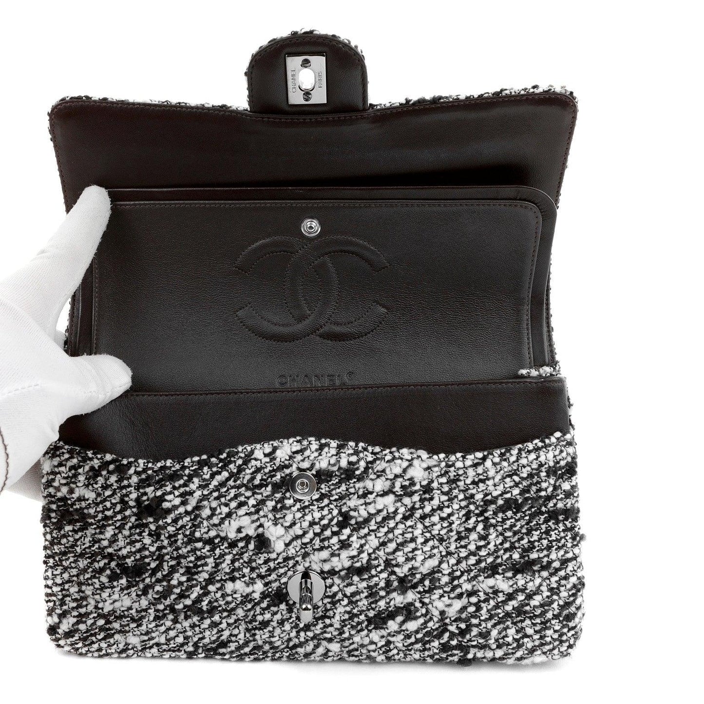 Chanel Coffee Tweed Runway Medium Classic w/ Silver Hardware