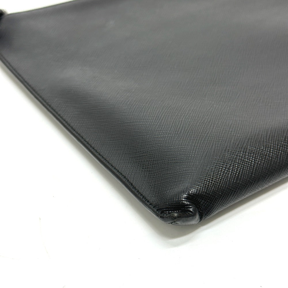 PRADA Clutch bag 2NG001 Safiano leather black logo rabbit mens Used
