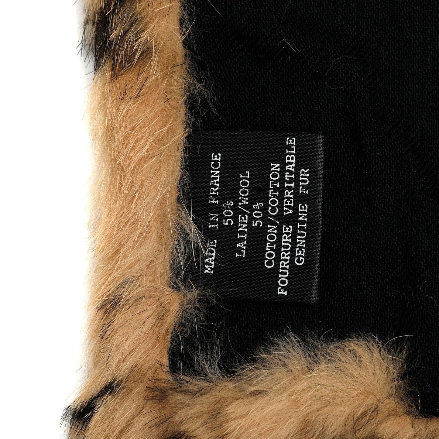 Chanel Beige Black Diamond Pattern Mink Scarf