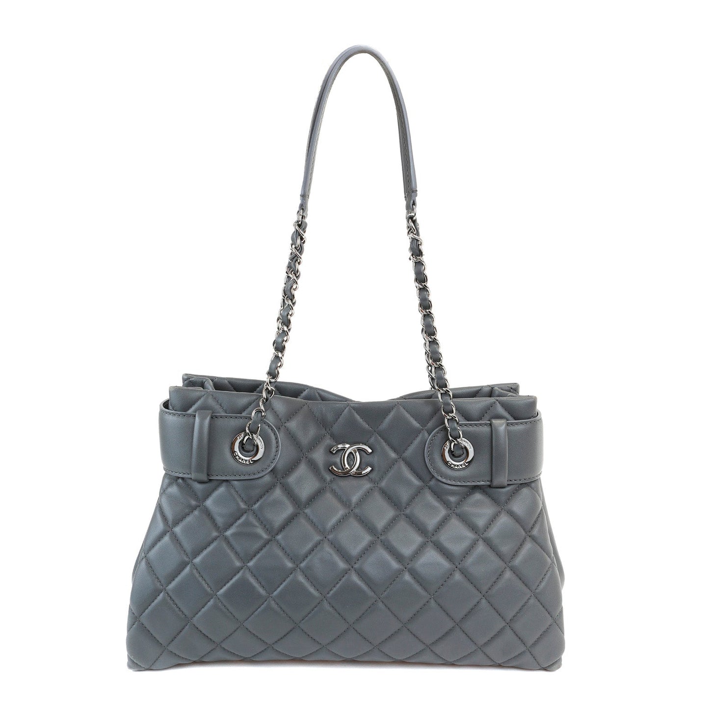 Chanel Graphite Lambskin Small Tote w/ Silver Hardware