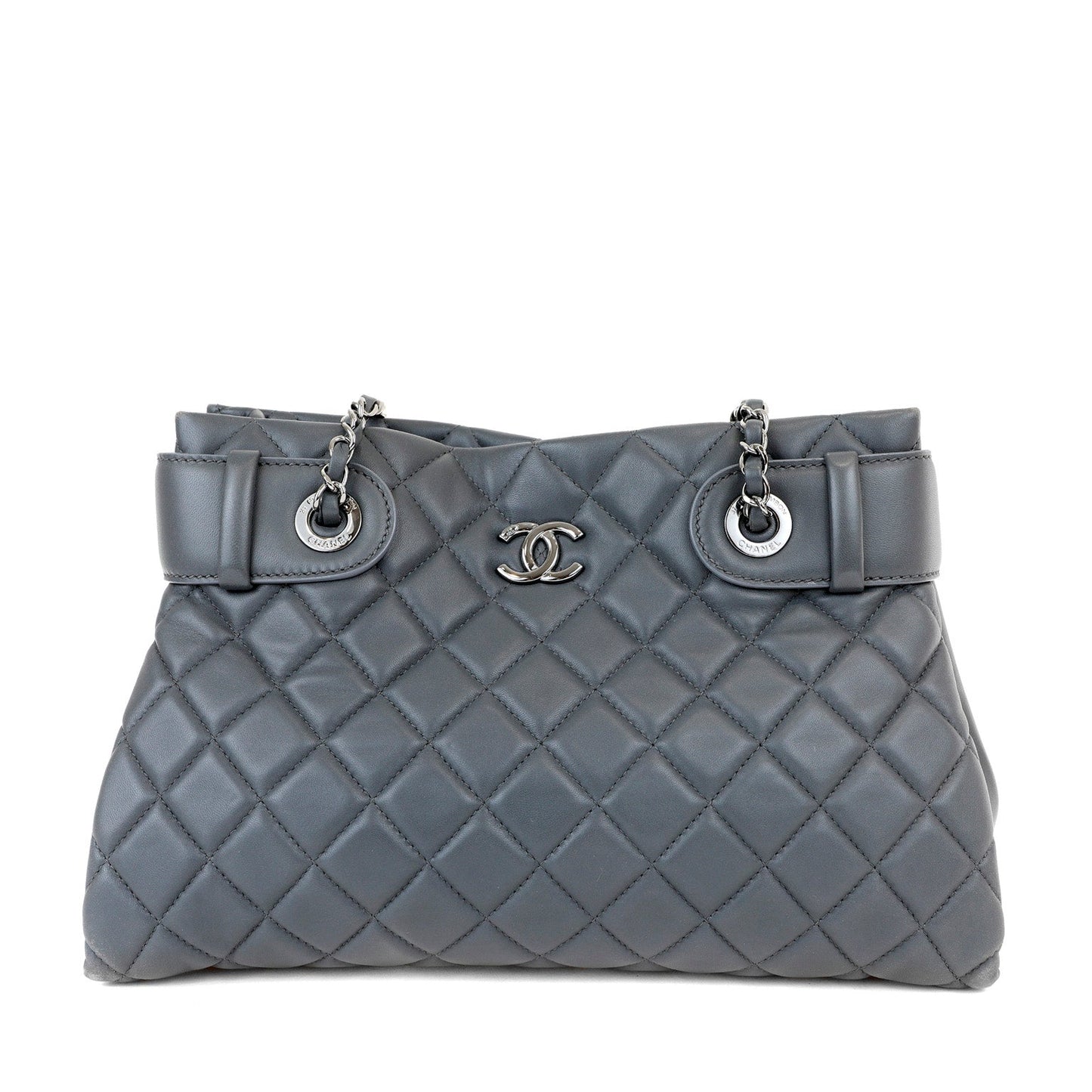 Chanel Graphite Lambskin Small Tote w/ Silver Hardware