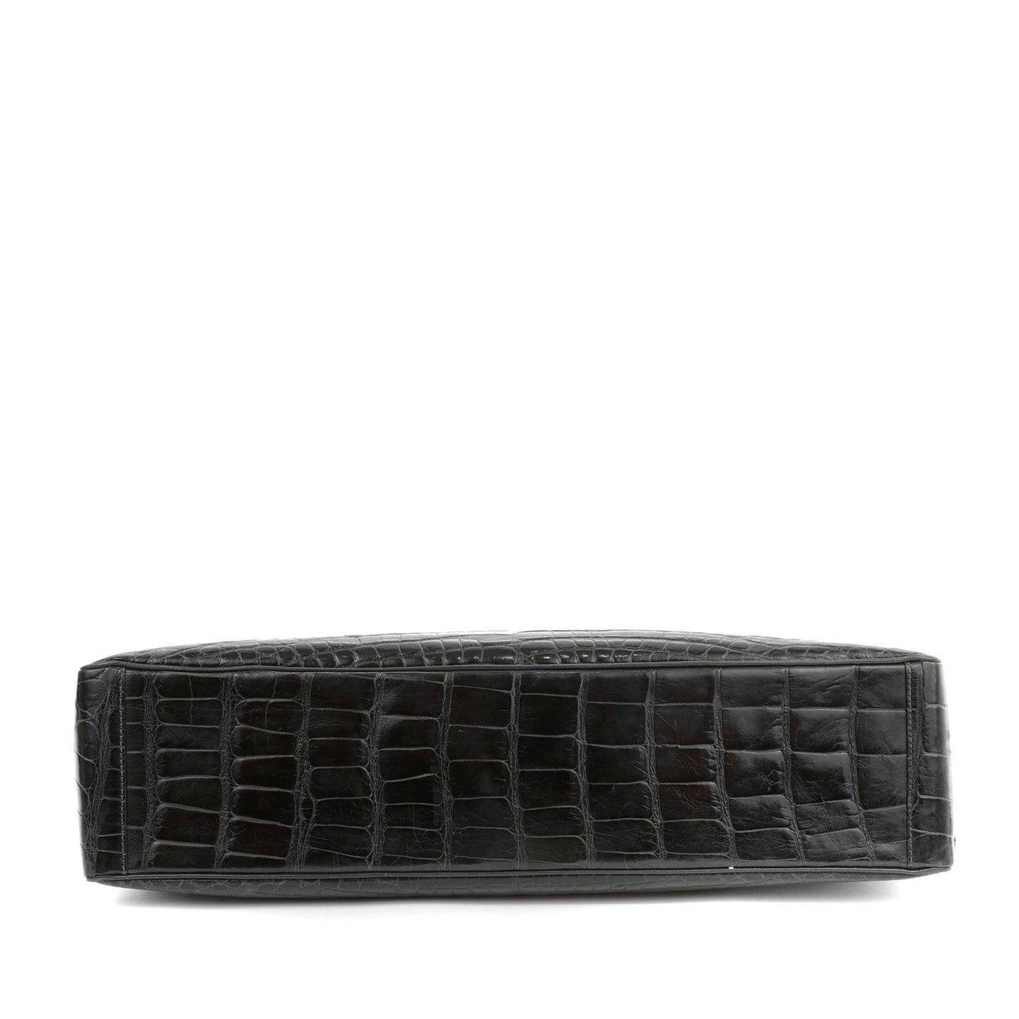 Chanel Dark Green Crocodile Tote Briefcase w/ Gold Hardware