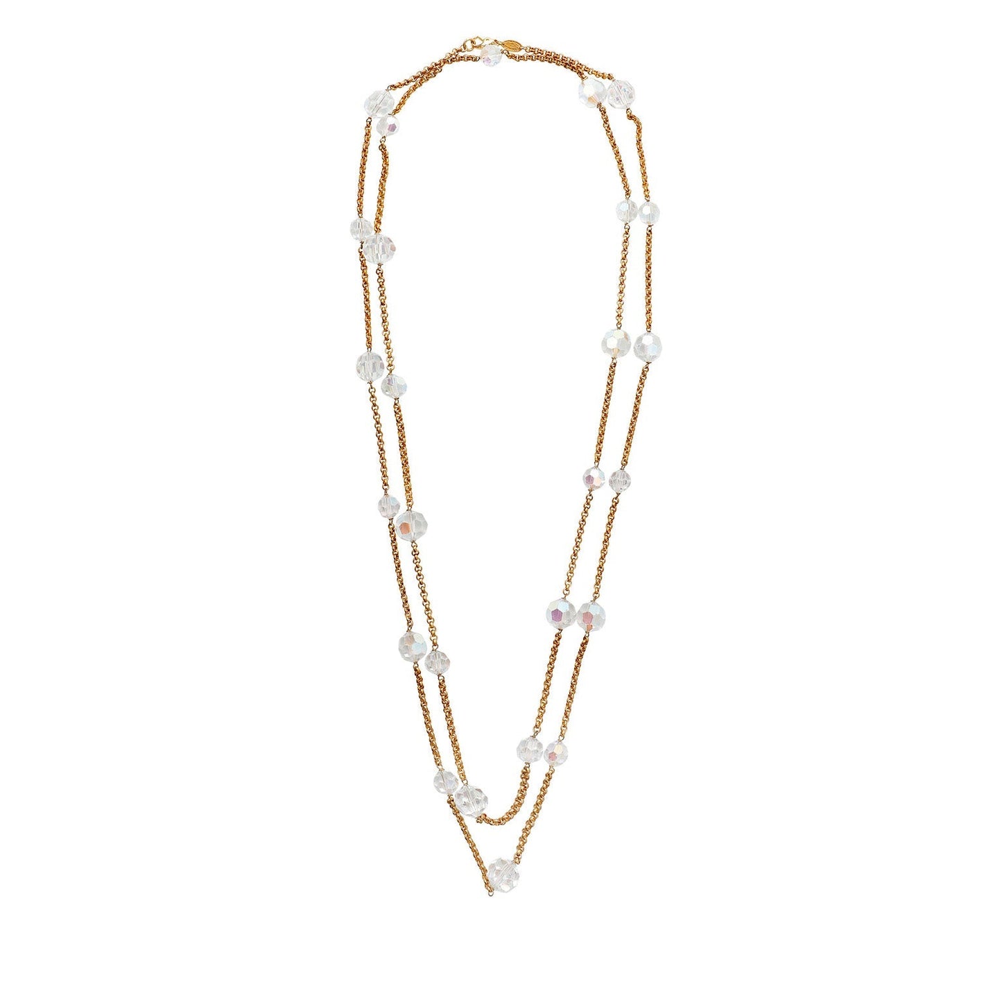Chanel Gold Crystal Sautoir  Necklace