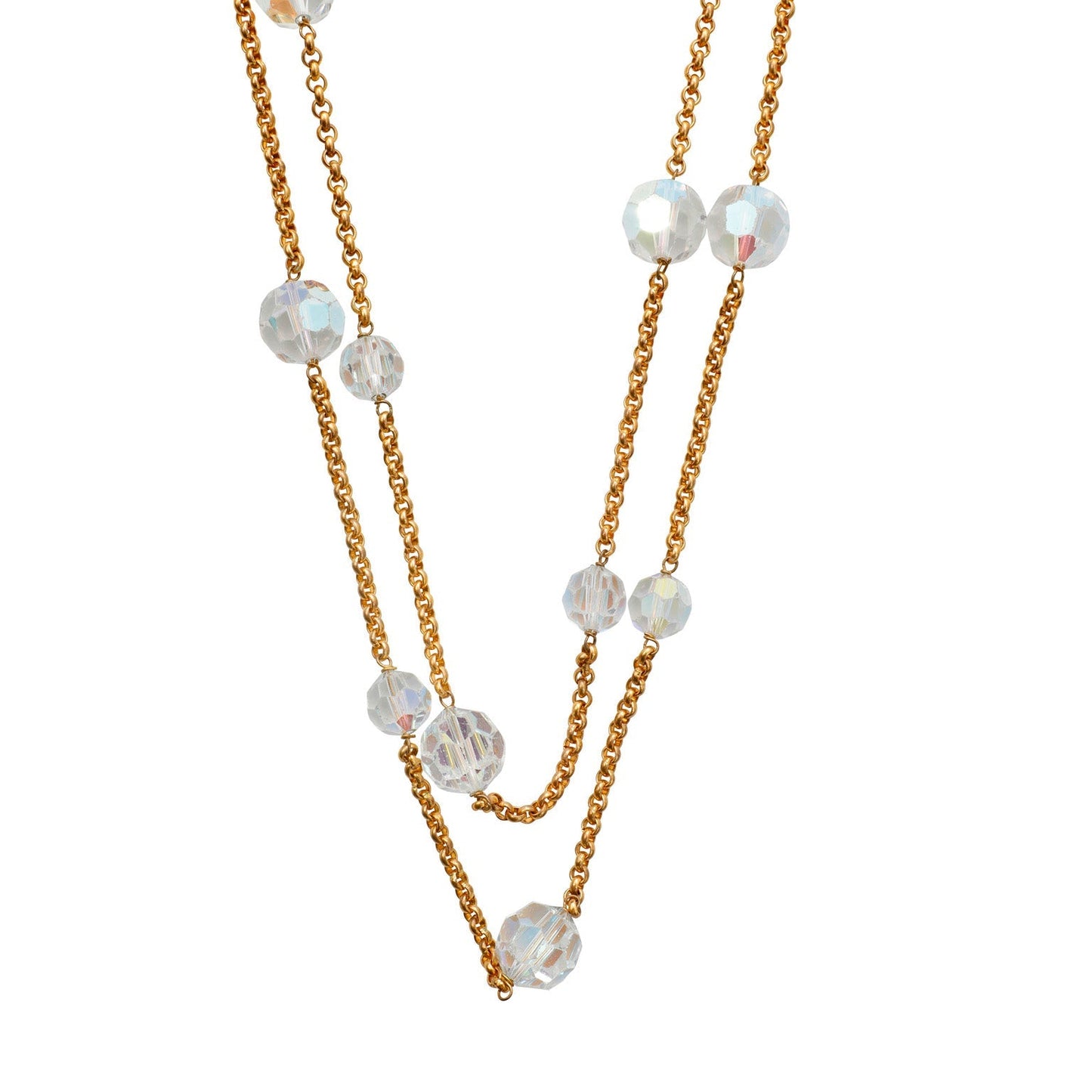 Chanel Gold Crystal Sautoir  Necklace