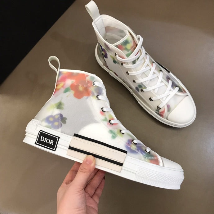 GLM - DIR B23 White Floral Print HIGH-TOP SNEAKER
