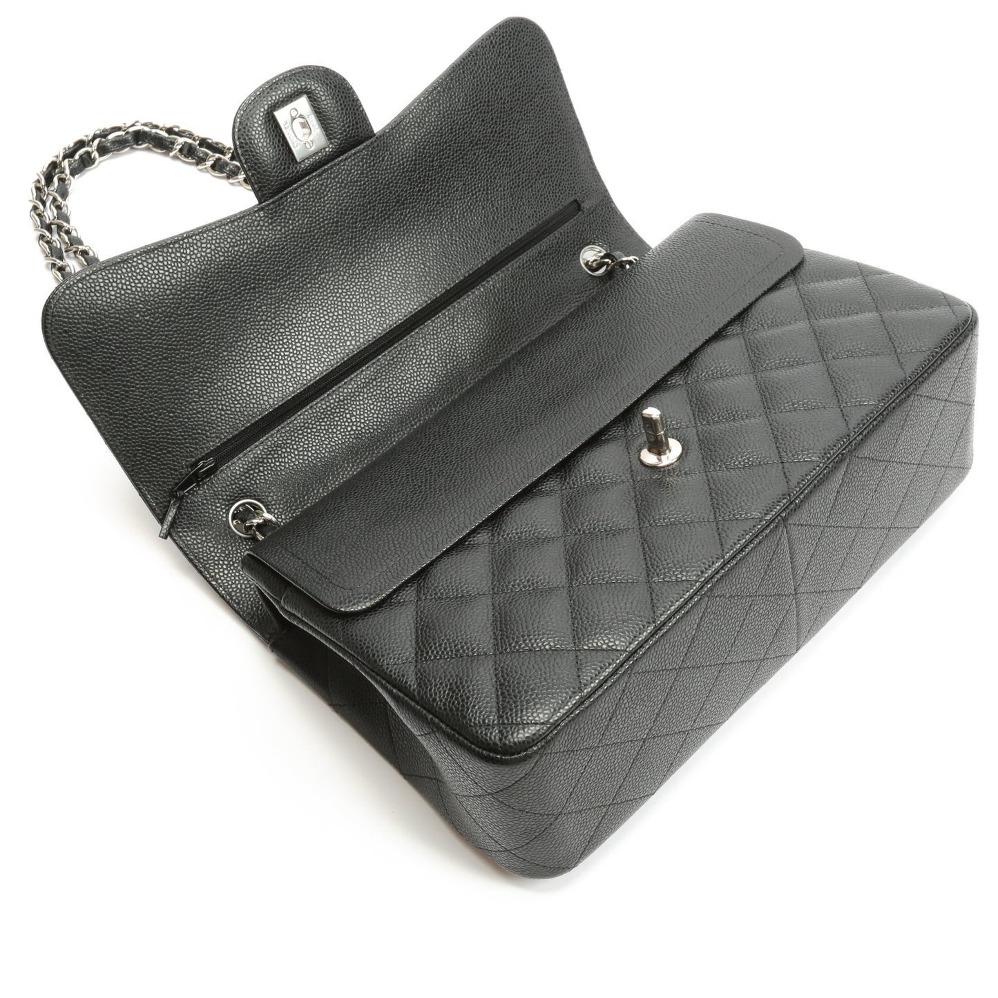 CHANEL Jumbo Double Flap- Black Caviar with Silver