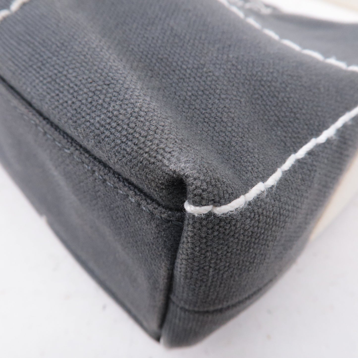 CHANEL Chocolate Bar Wild Stitch Canvas Hand Bag Gray