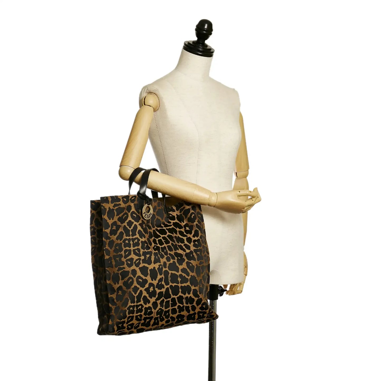 Fendi Tote Bag Brown Leopard Printed Nylon Canvas