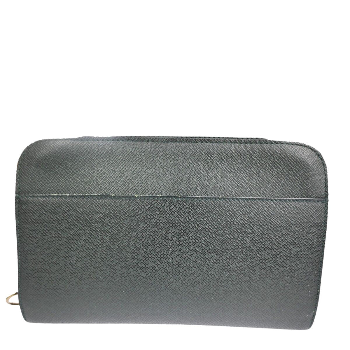 Green Leather Clutch Handbag with Gold Plating