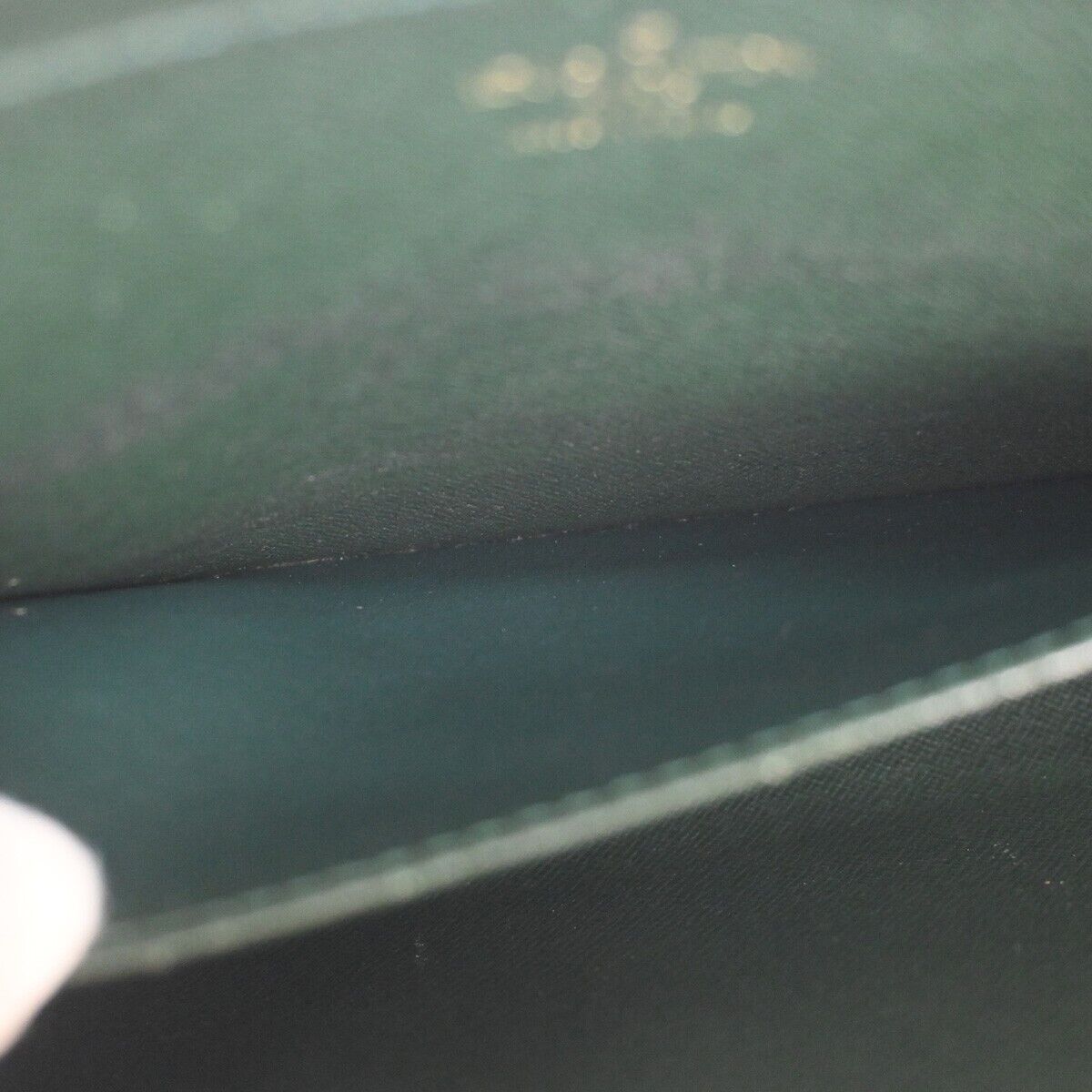 Green Leather Clutch Handbag with Gold Plating