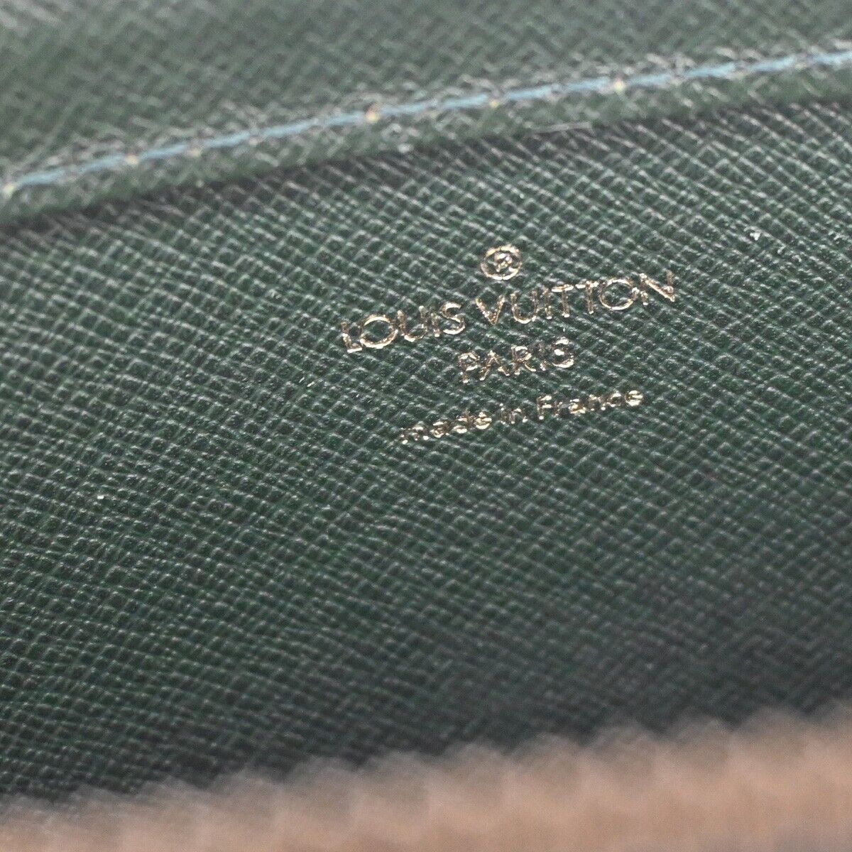 Green Leather Clutch Handbag with Gold Plating