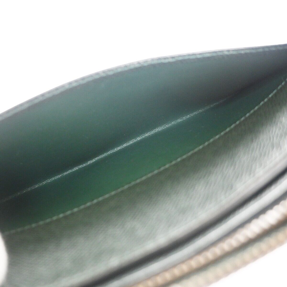 Green Leather Clutch Handbag with Gold Plating