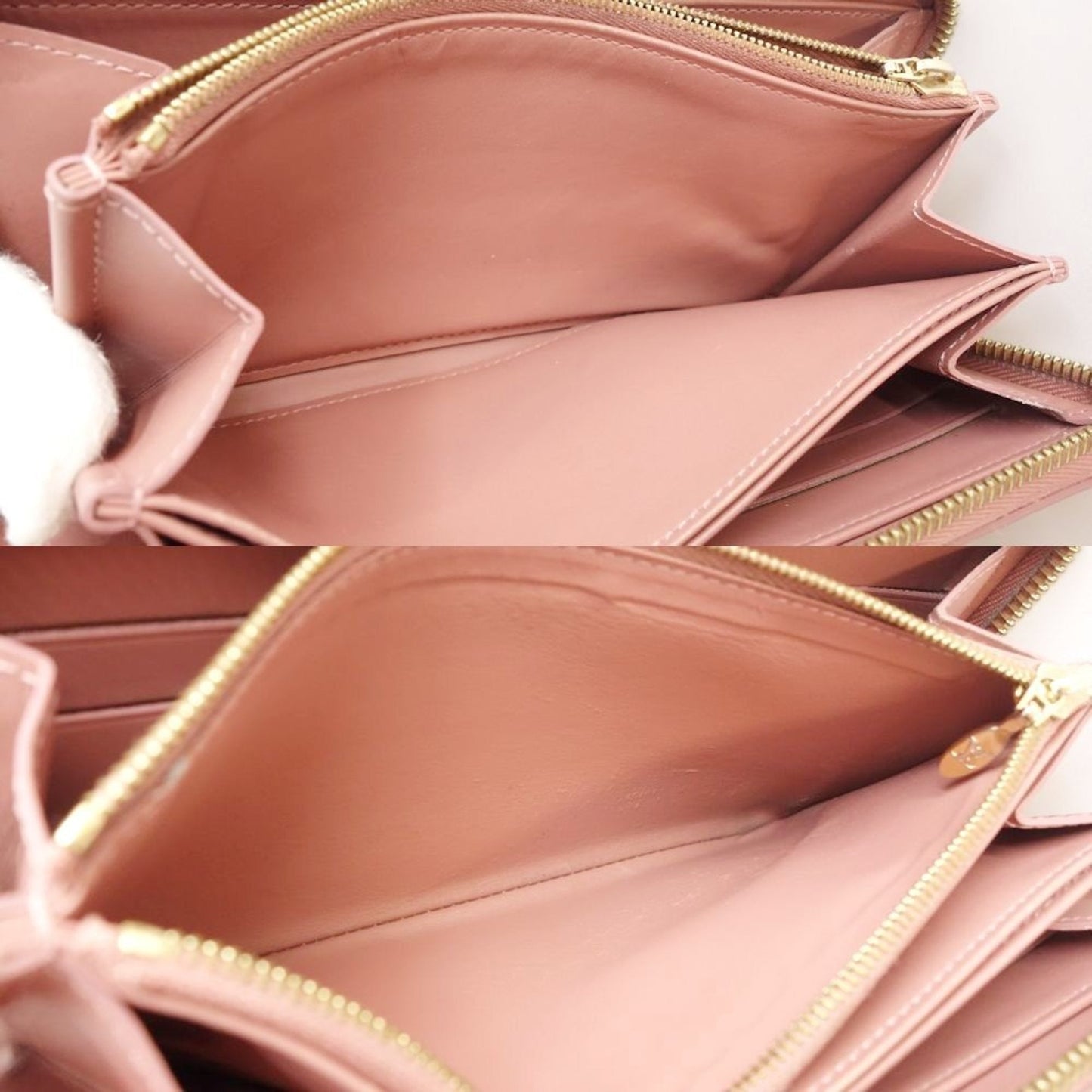 Enamel Leather Bi-Fold Wallet in Rose Velours by a French Designer