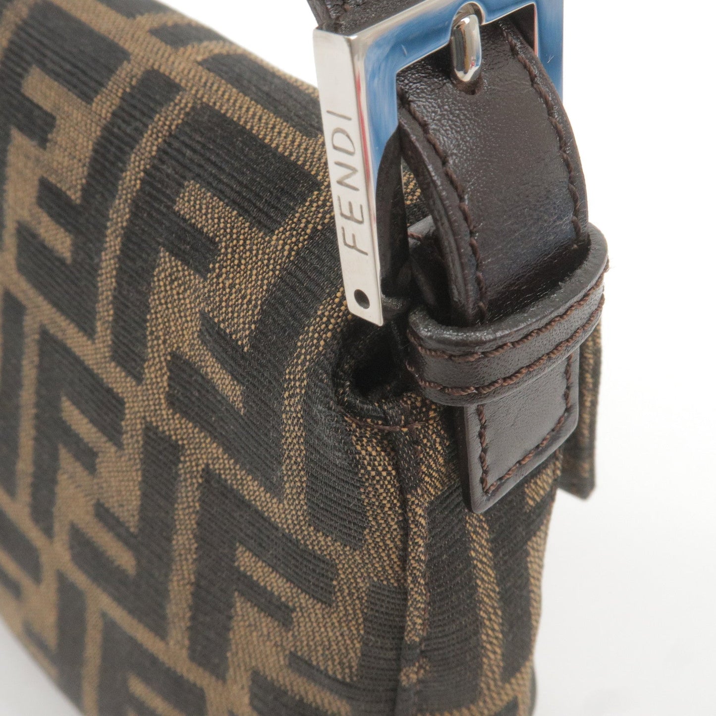 FENDI Zucca Mamma Baguette Canvas Leather Shoulder Bag 26424