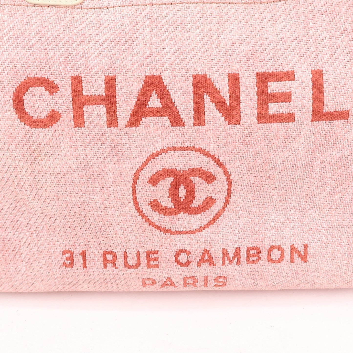 CHANEL Deauville MM Straw Leather Chain Tote Bag Pink A67001