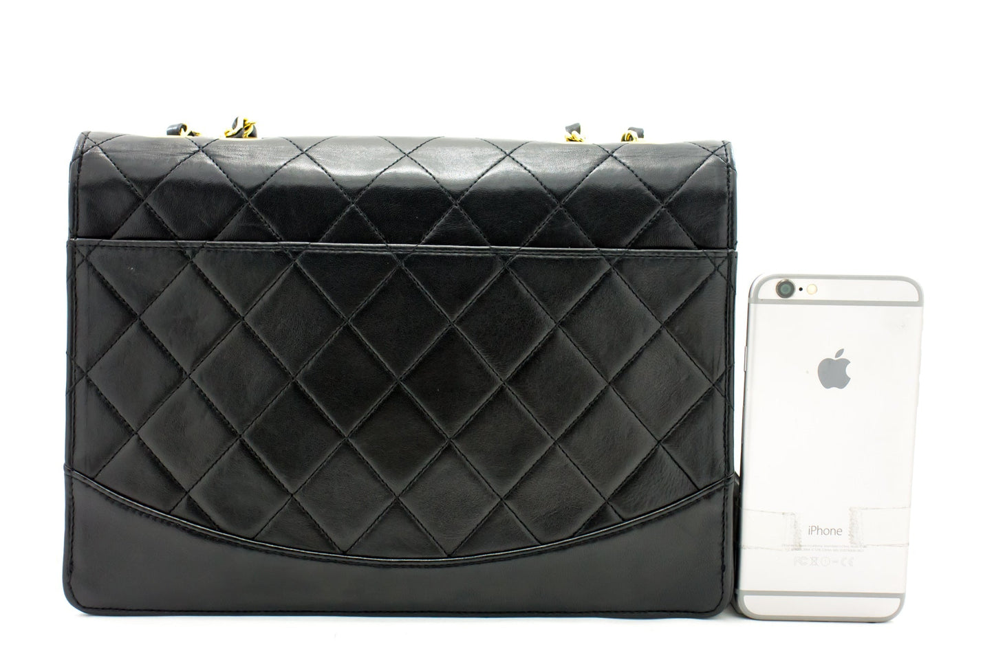 CHANEL Vintage Classic Chain Shoulder Bag Black Quilted Flap Lamb i93