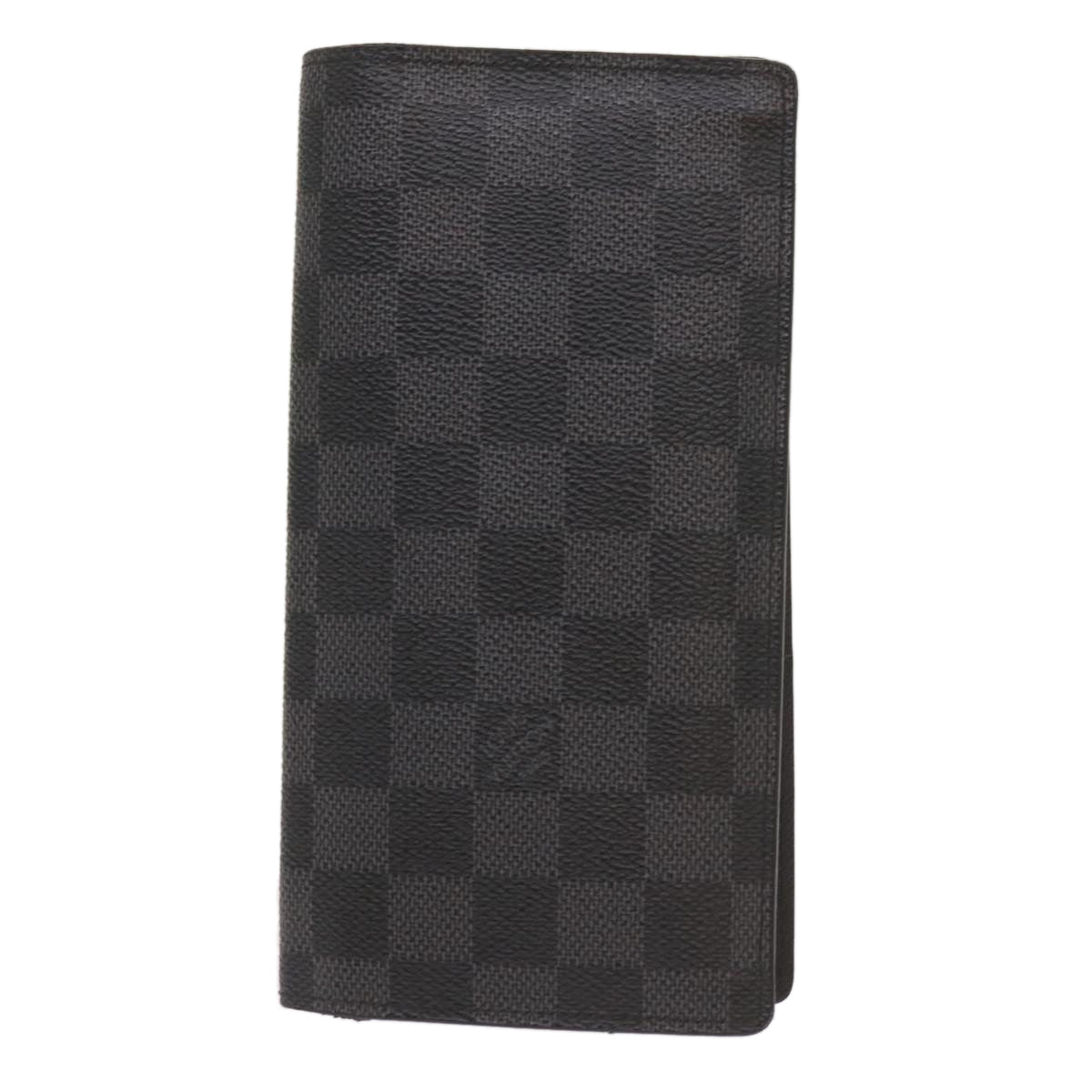 Sophisticated Black Damier Graphite Long Wallet with Multiple Compartments and Card Slots