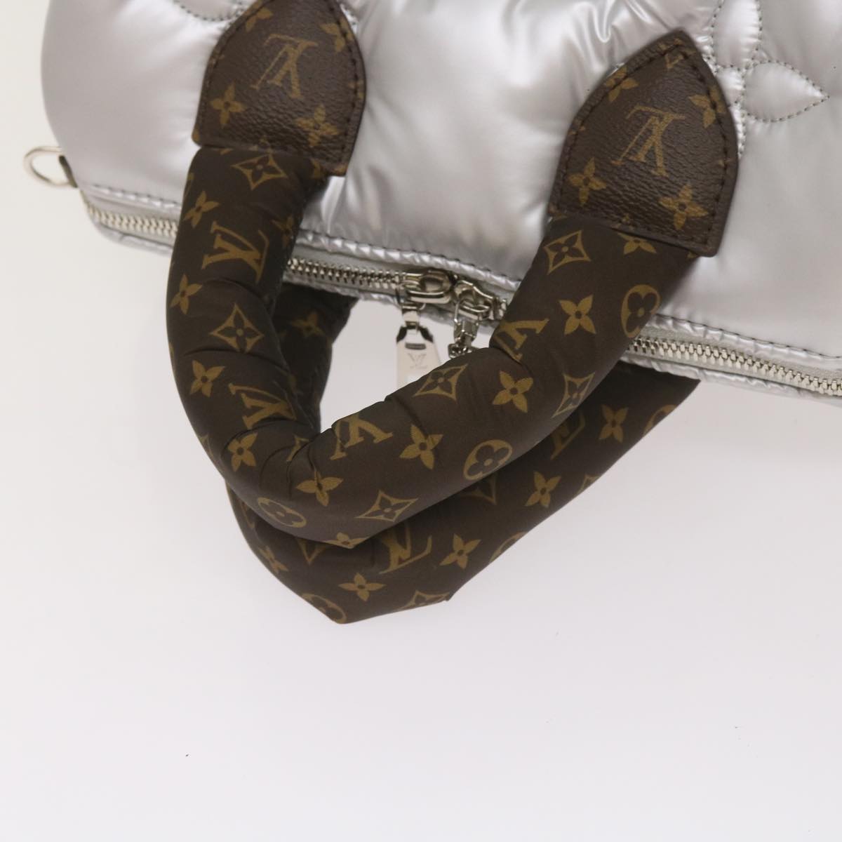 Silver Synthetic Shoulder Bag with Adjustable Strap and Dust Bag