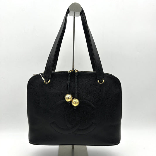 Pre-owned CHANEL Caviar Large CC Shoulder Bag Black  WD012636