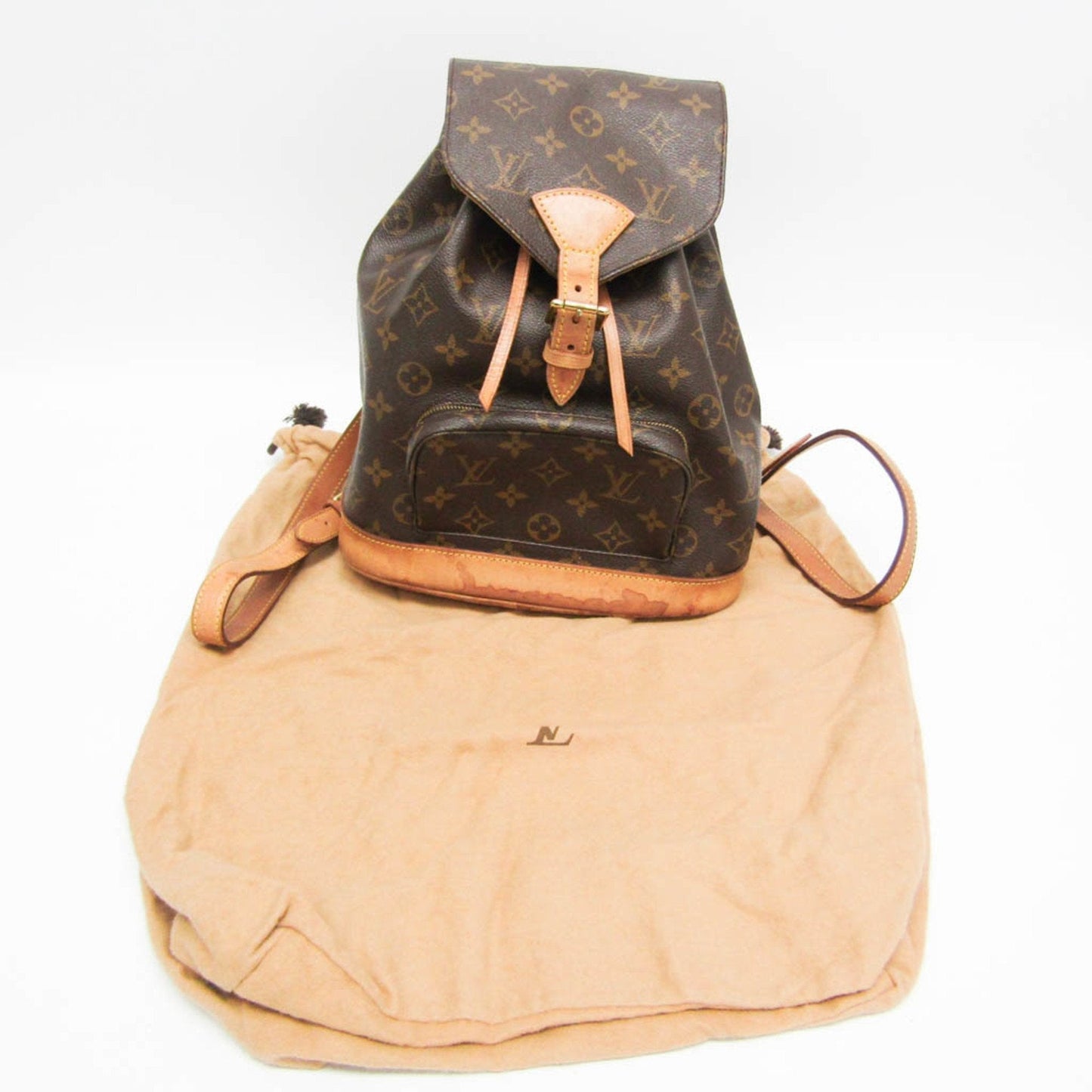 Chic Monogram Canvas Backpack with Natural Leather Accents