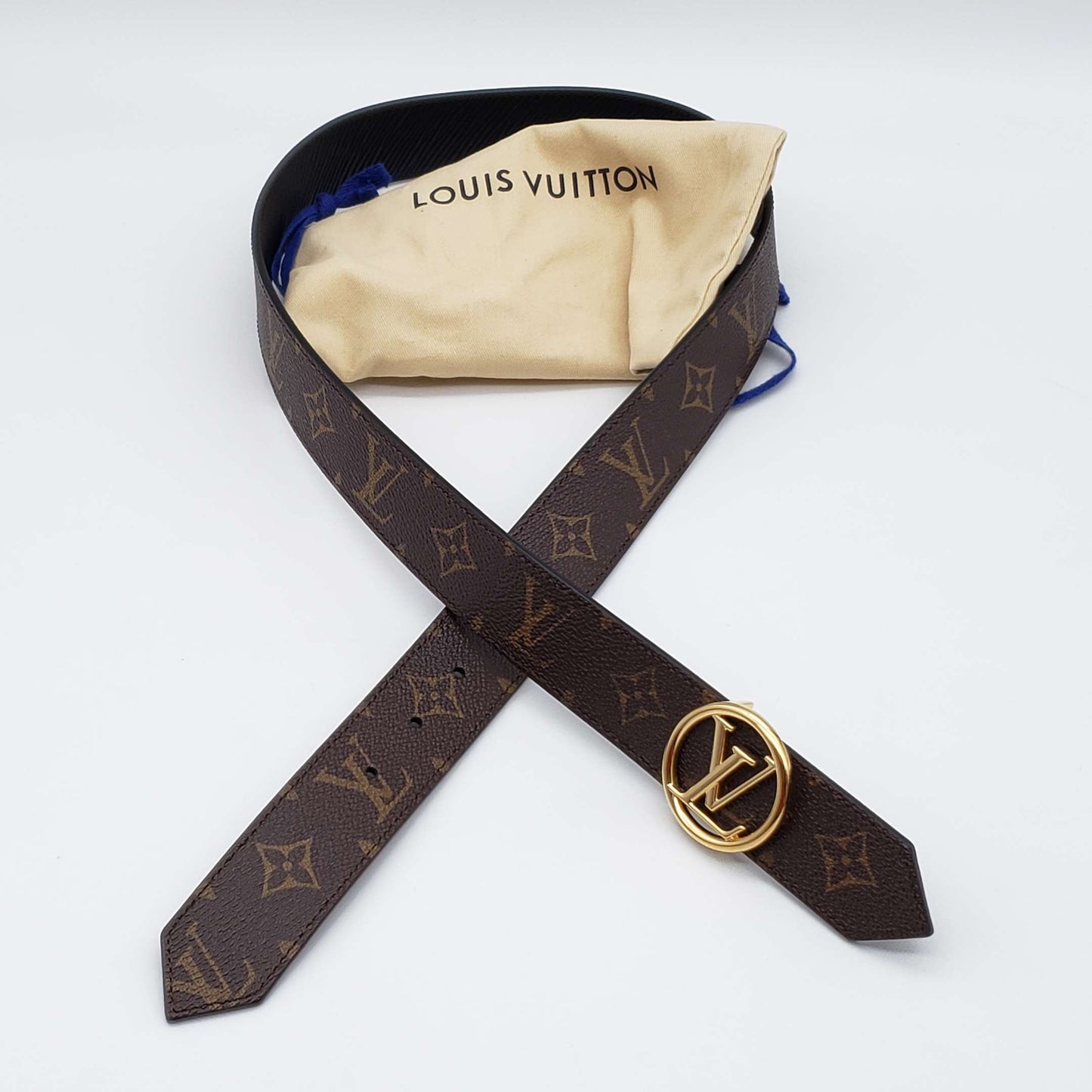 Louis Vuitton Circle Reversible Canvas and Leather Belt 85