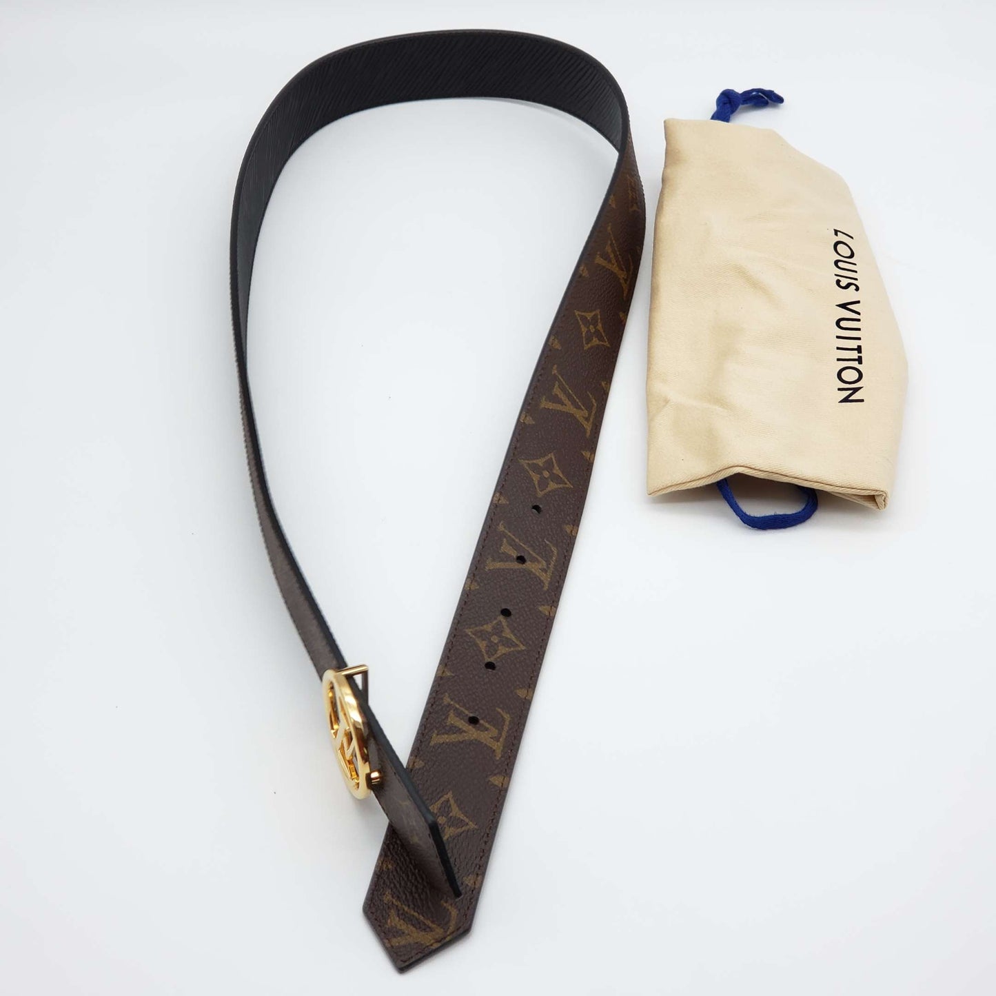 Louis Vuitton Circle Reversible Canvas and Leather Belt 85