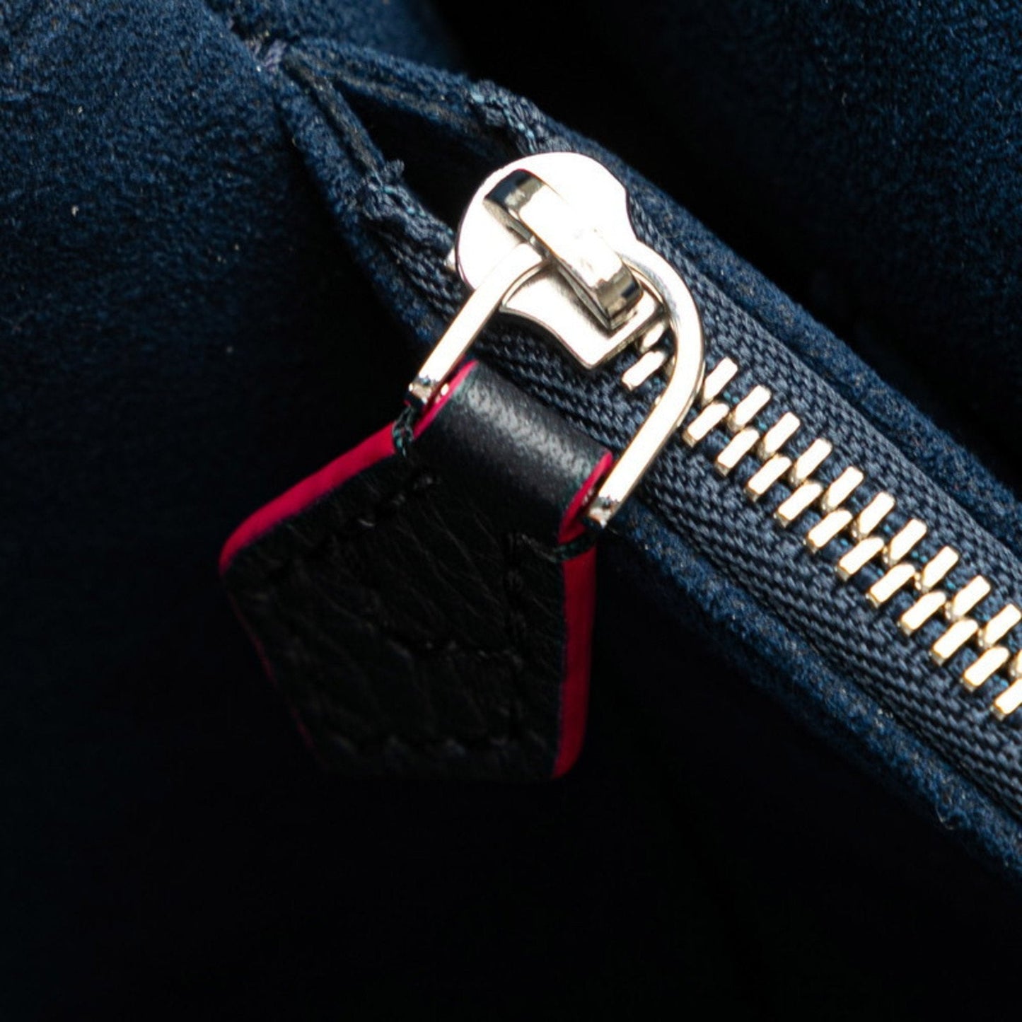 Navy Leather Shoulder Bag with Dust Bag and Strap