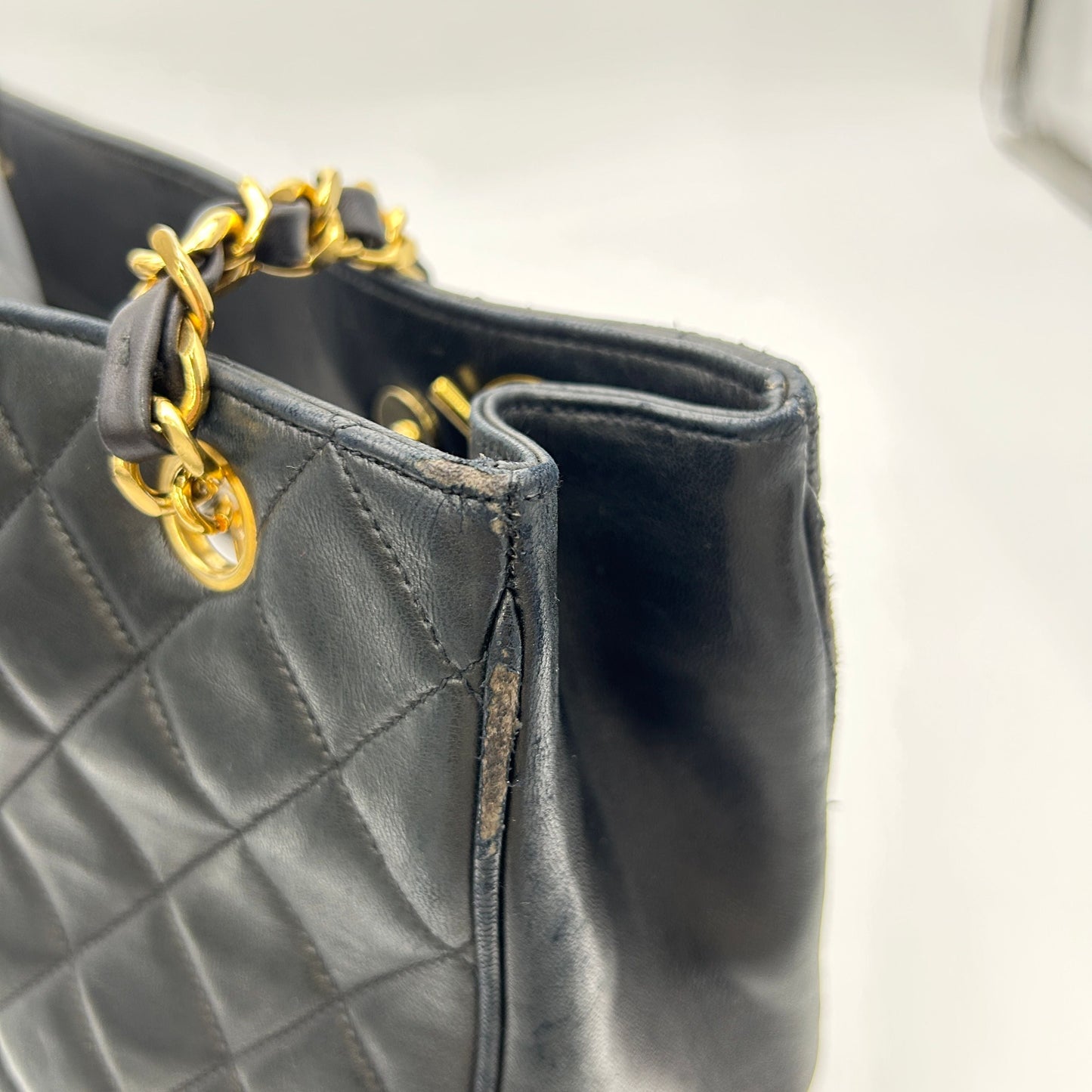 Chanel Black Quilted Leather Vintage Chain Timeless Tote WD10167912