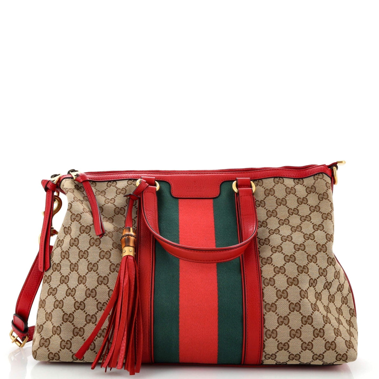 Rania Convertible Top Handle Bag Web GG Canvas Medium