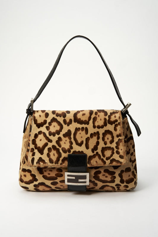 Fendi Vintage Mamma Baguette in Leopard Print Calf Hair