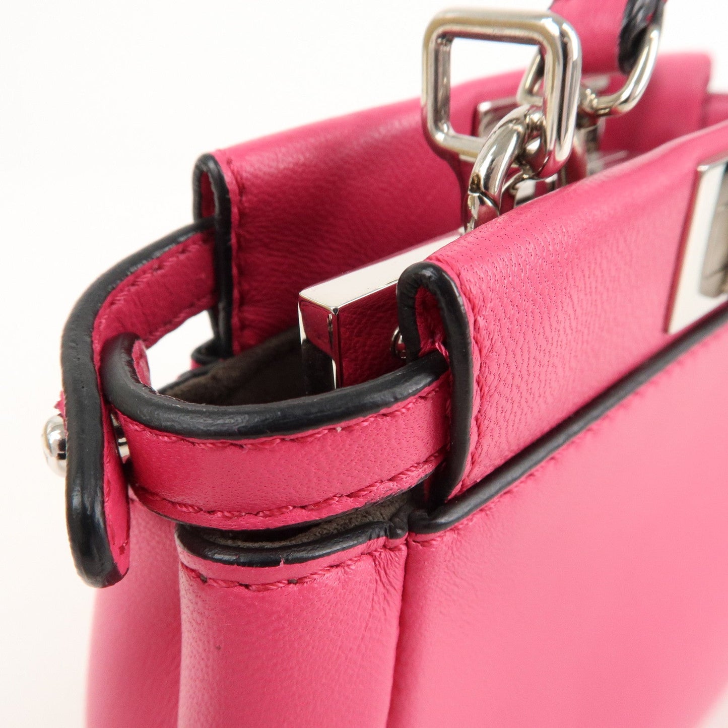 FENDI Leather Micro Peekaboo 2Way Bag Hand Bag Pink 8M0355