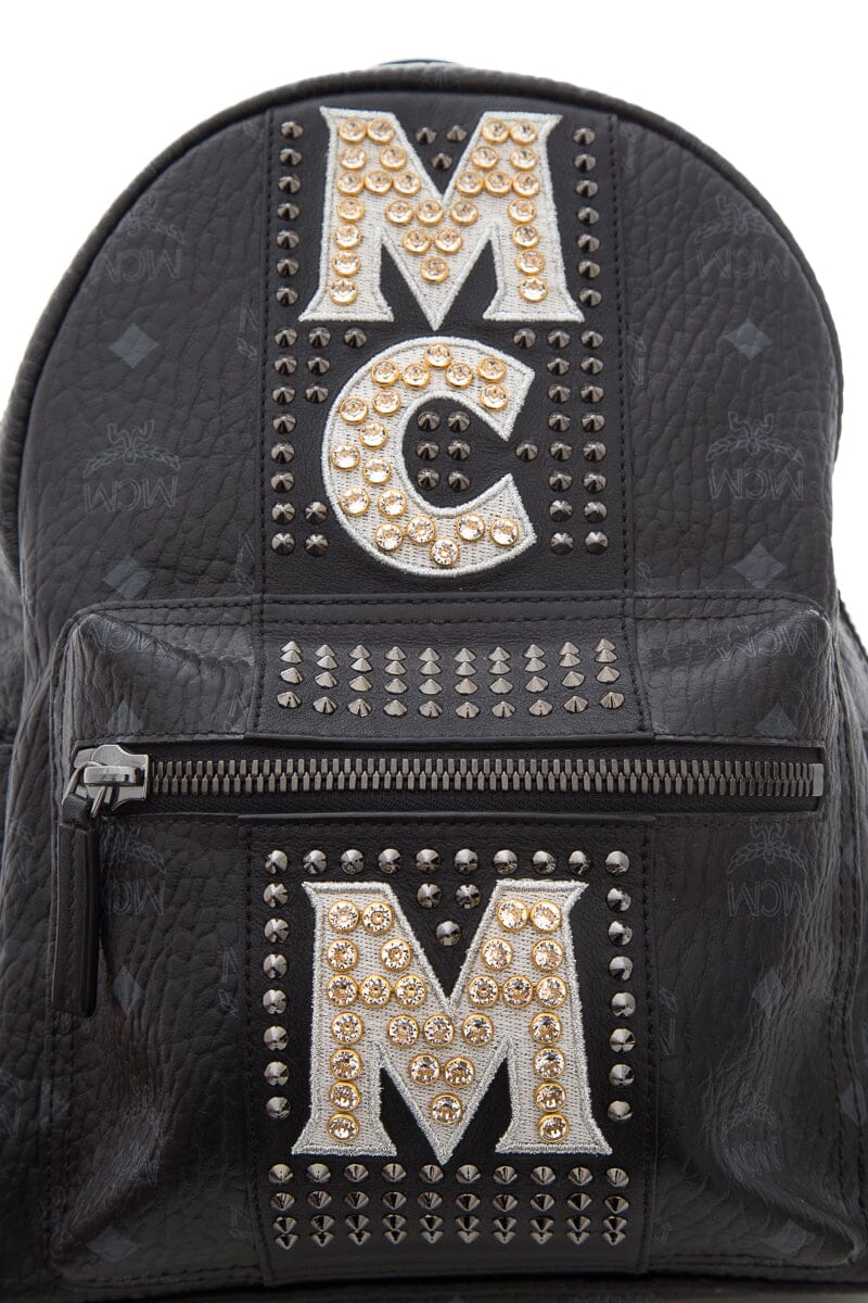 MCM Black Monogram & Crystal Detail Backpack
