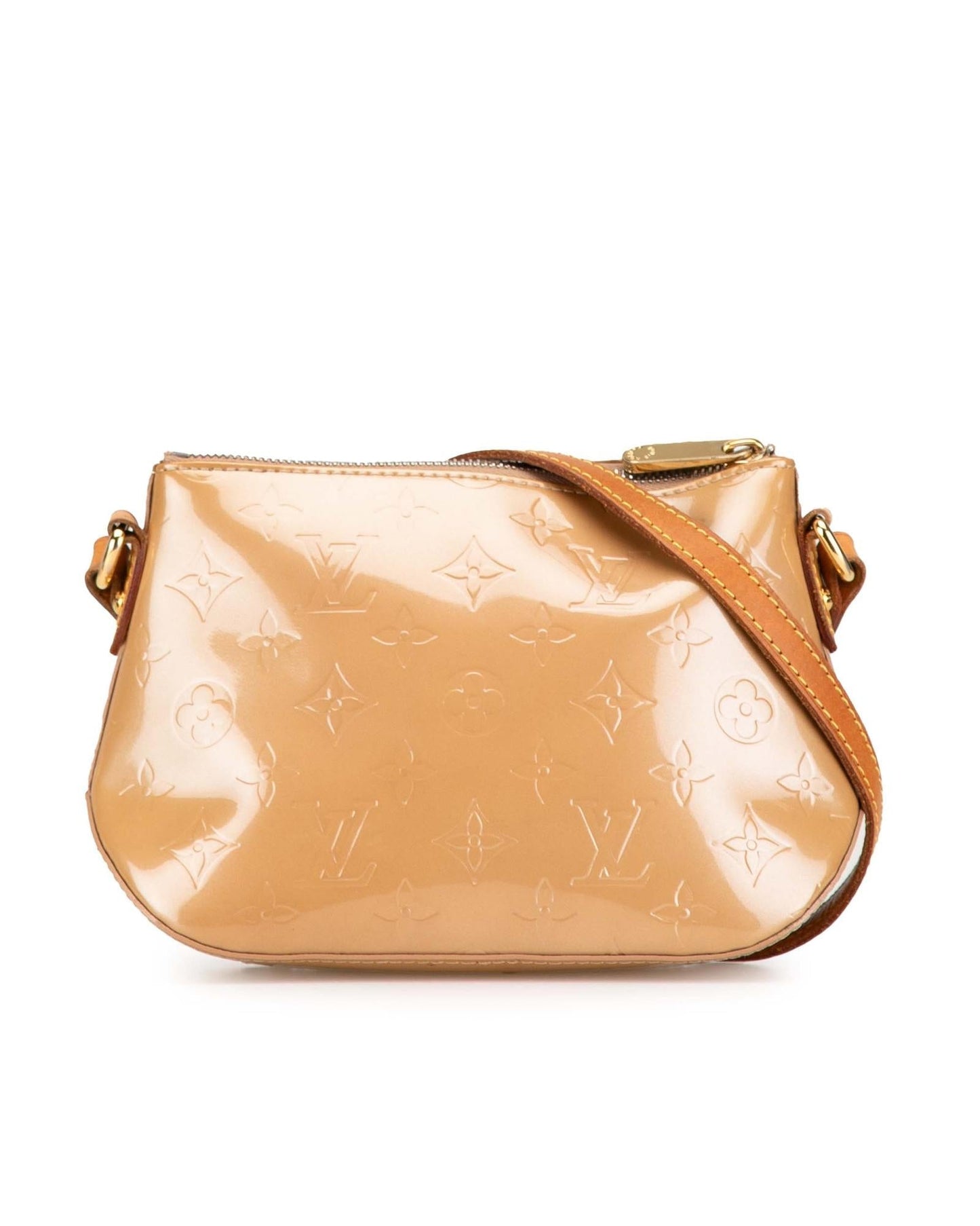 Monogram Vernis Leather Crossbody Bag with Adjustable Strap and Slip Pockets