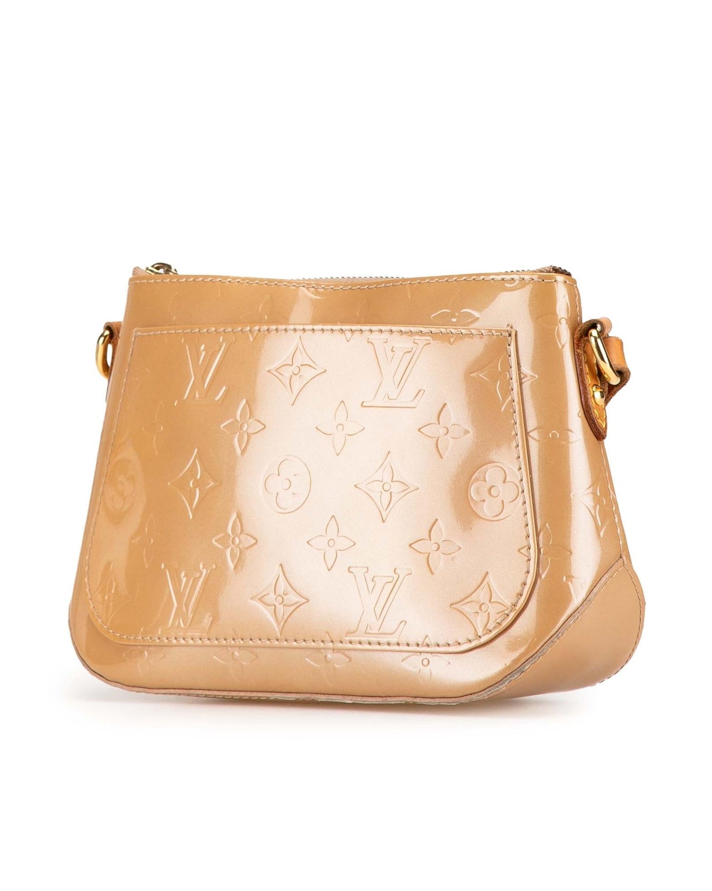 Monogram Vernis Leather Crossbody Bag with Adjustable Strap and Slip Pockets