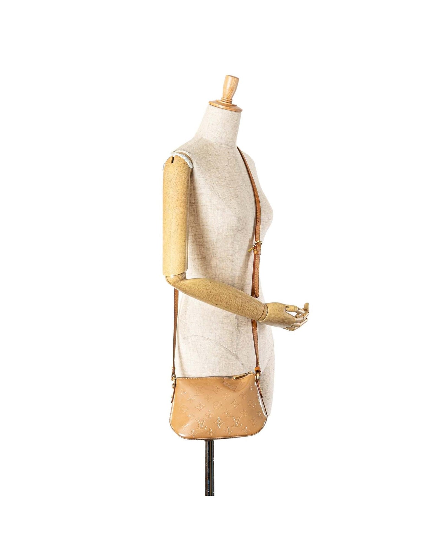Monogram Vernis Leather Crossbody Bag with Adjustable Strap and Slip Pockets