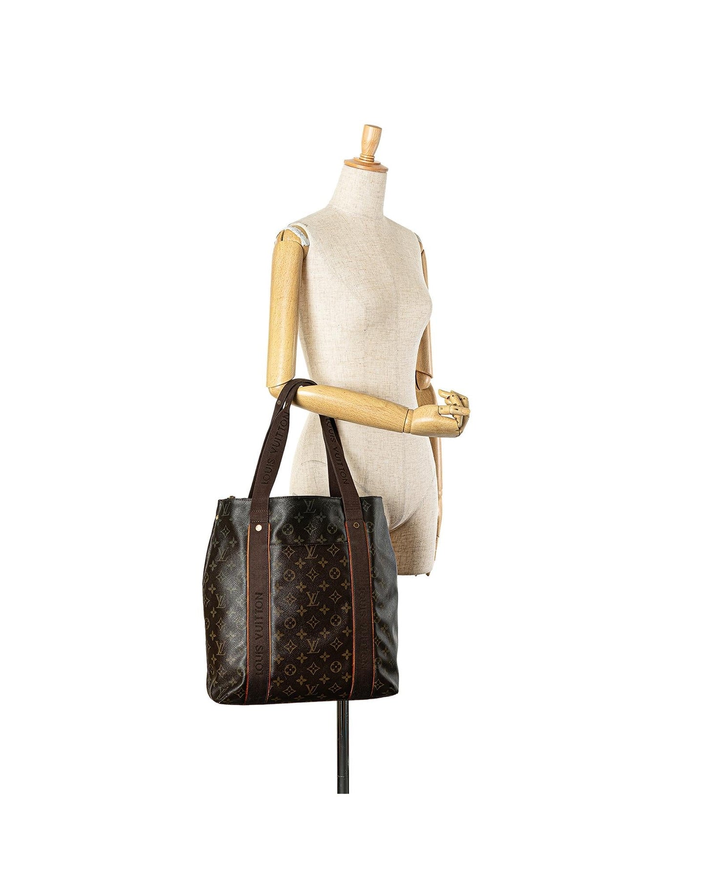 Monogram Canvas Cabas Tote with Extended Straps and Multiple Pockets