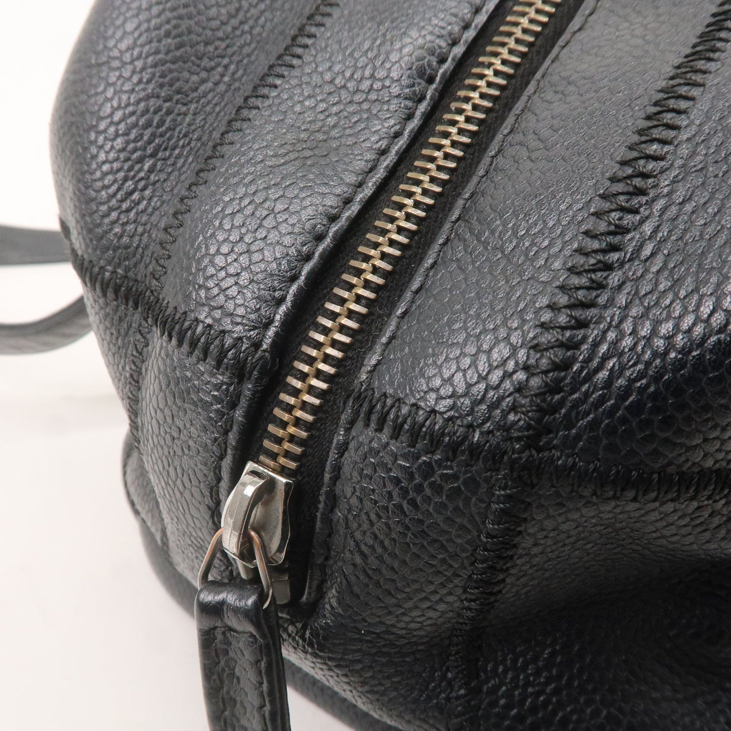 CHANEL Chocolate Bar Caviar Skin Boston Bag Black A26135