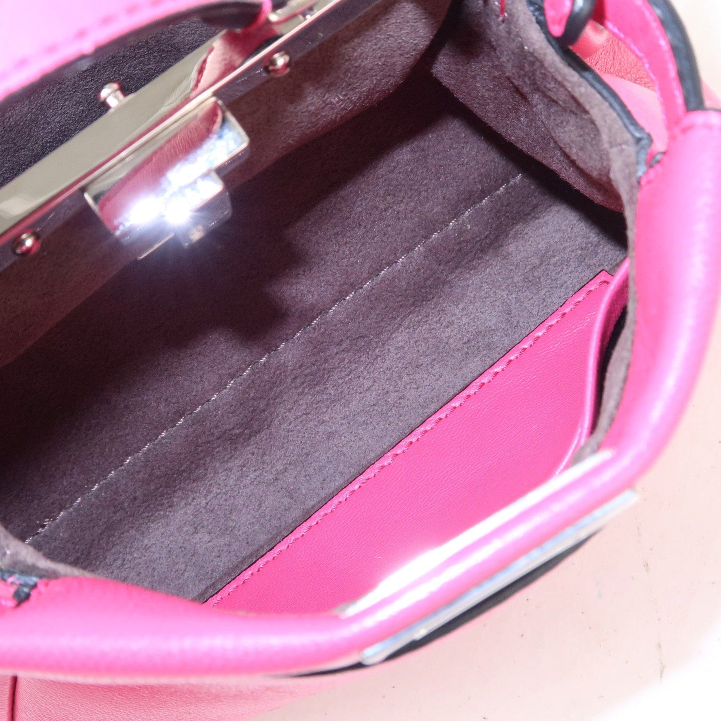 FENDI Leather Micro Peekaboo 2Way Bag Hand Bag Pink 8M0355