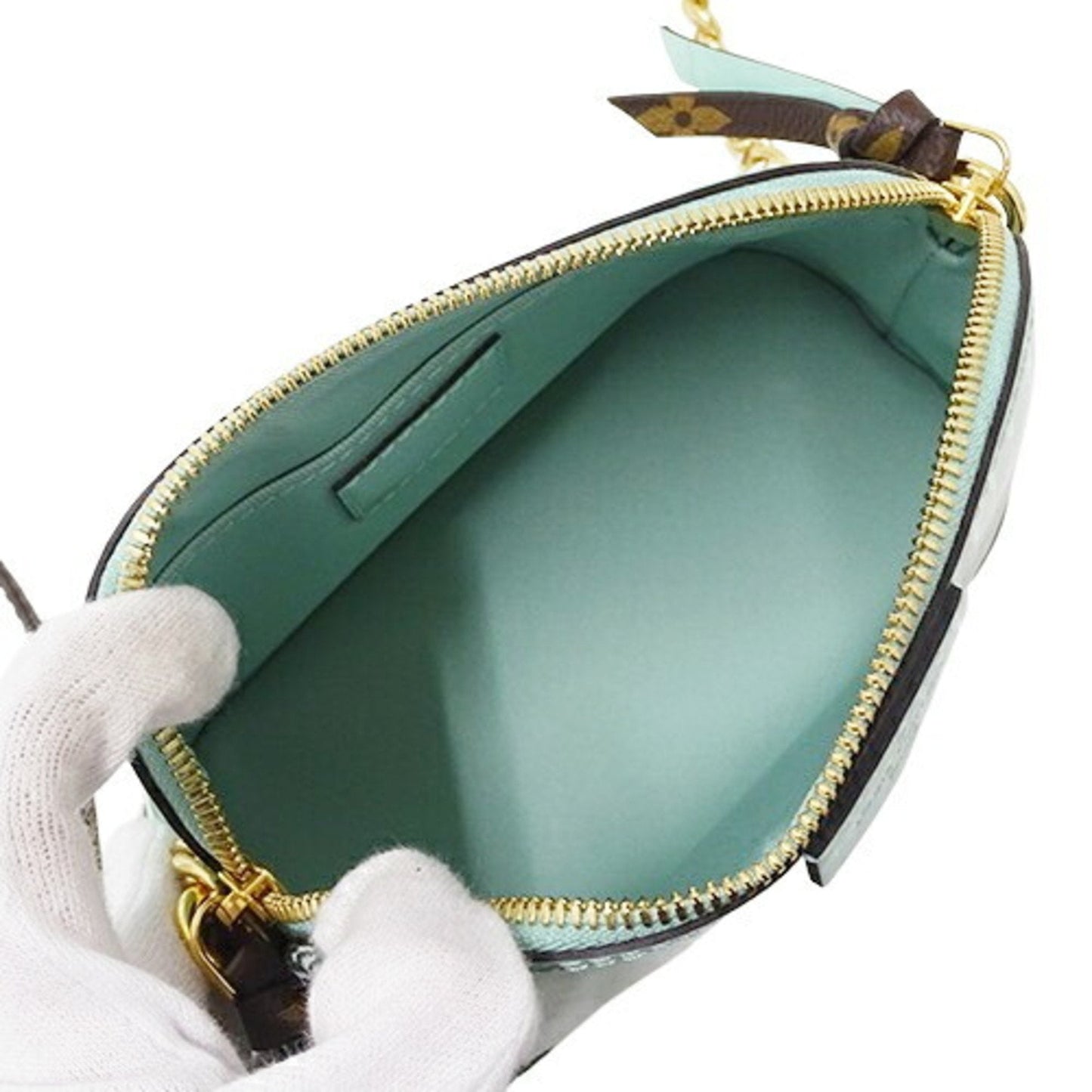 Patent Leather Mini Handbag with Good Condition and Wear on Handle