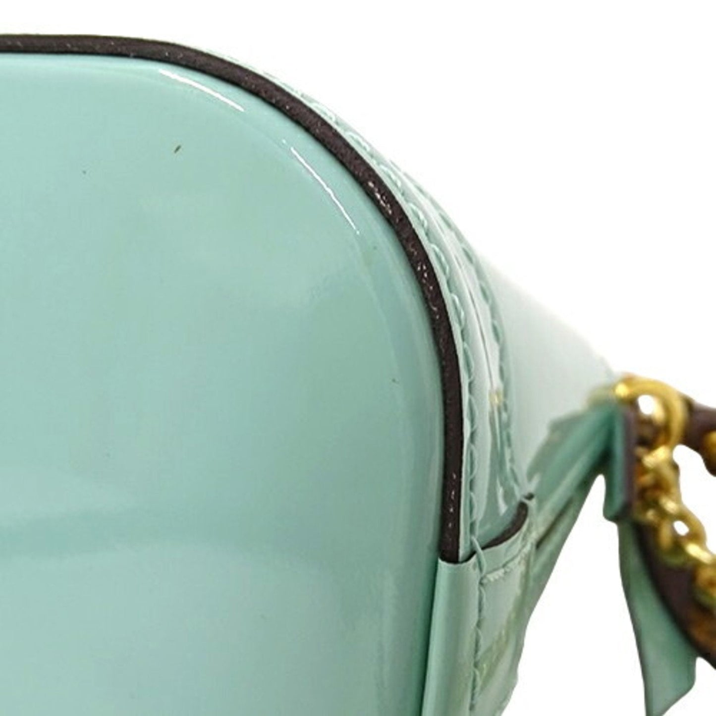 Patent Leather Mini Handbag with Good Condition and Wear on Handle
