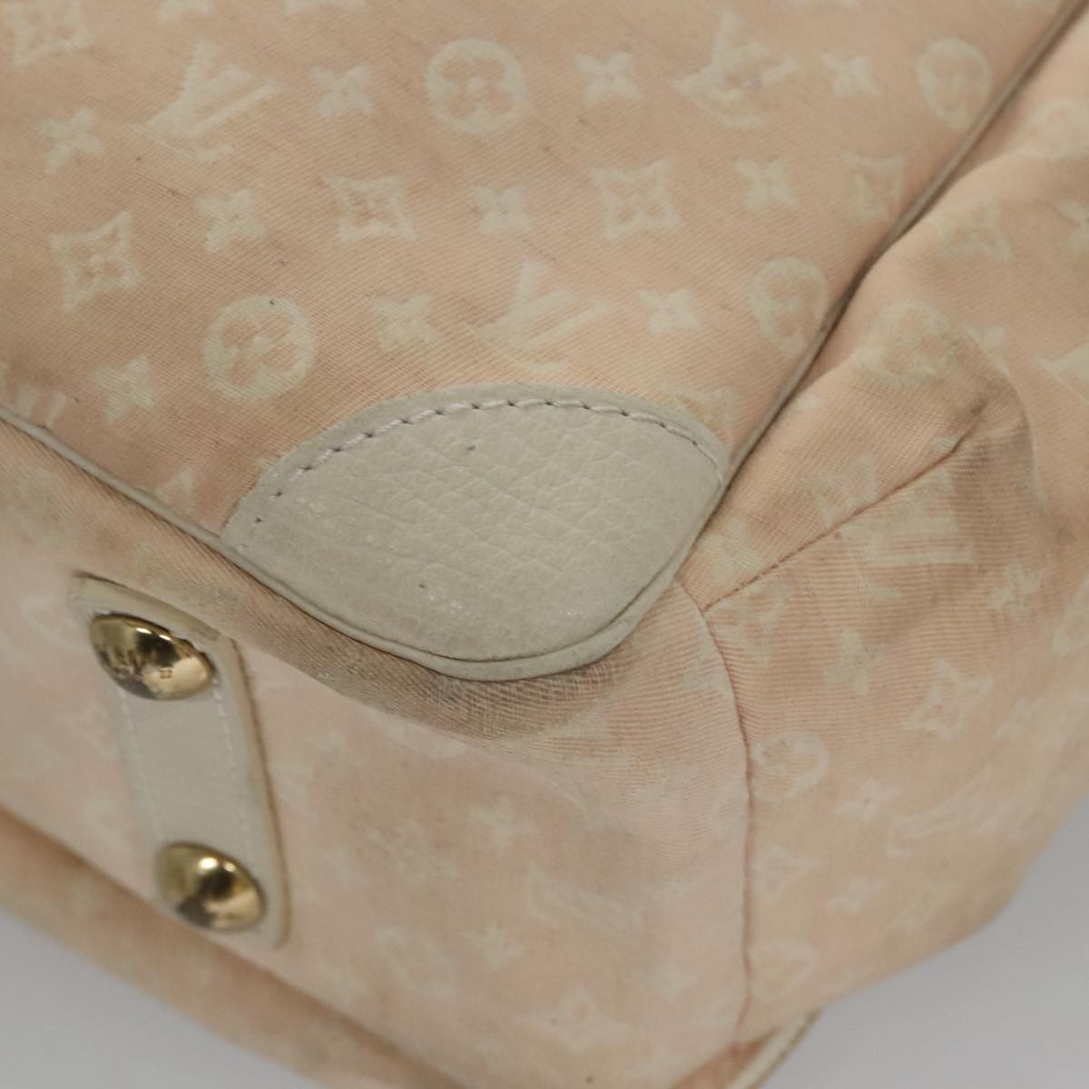 Mini Lin Canvas Tote Bag with Name Tag and Slight Wear