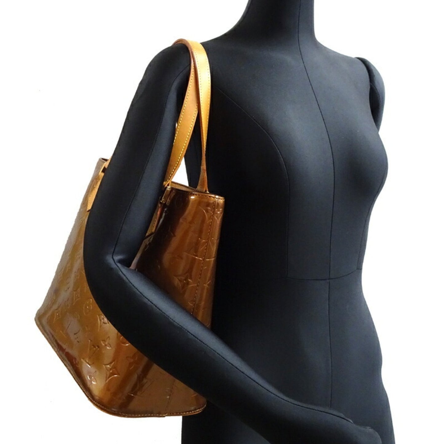 Monogram Vernis Tote Brown Leather