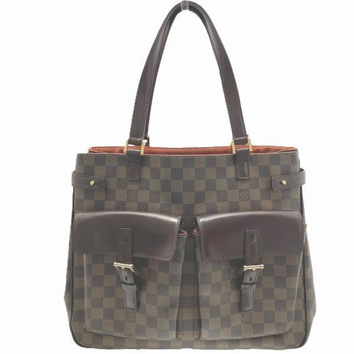 Damier Ebene Tote Canvas Leather Bag