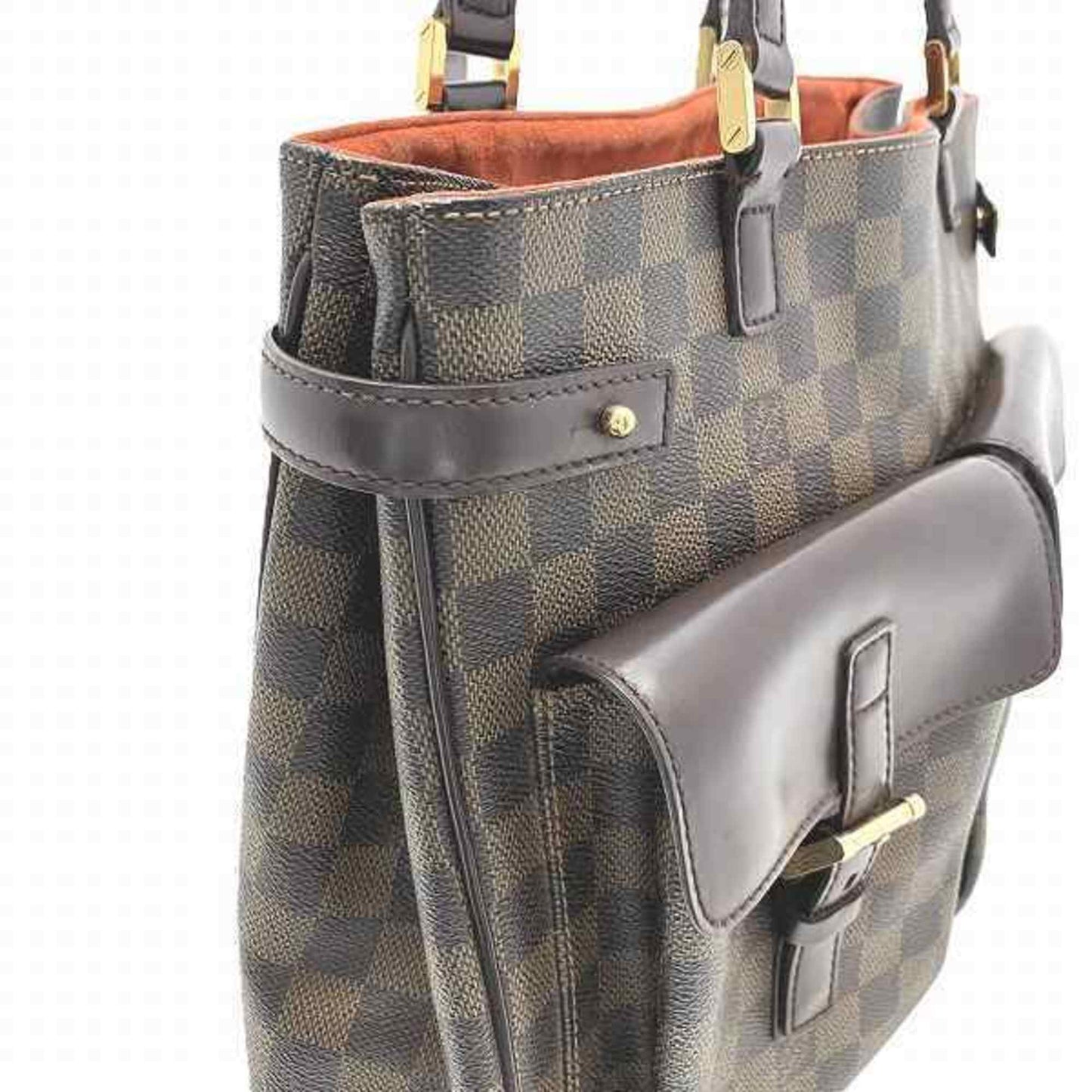 Damier Ebene Tote Canvas Leather Bag