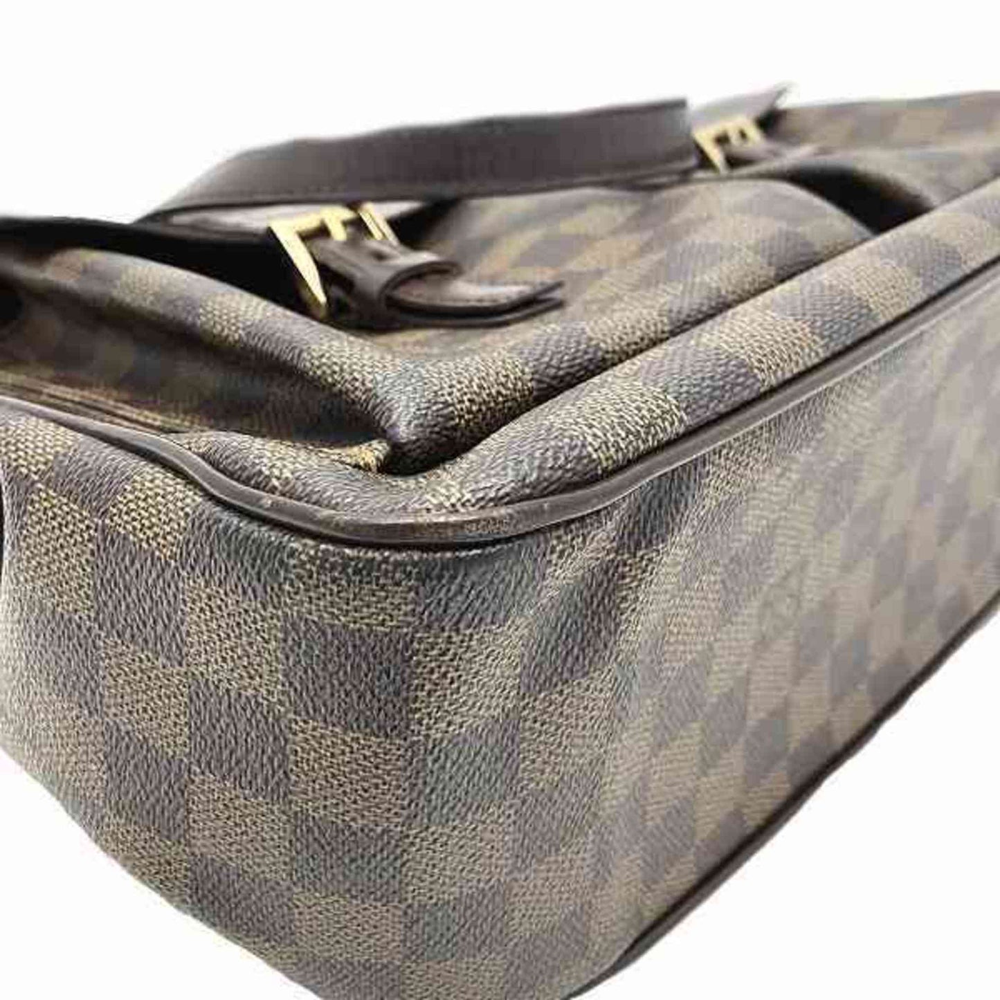Damier Ebene Tote Canvas Leather Bag