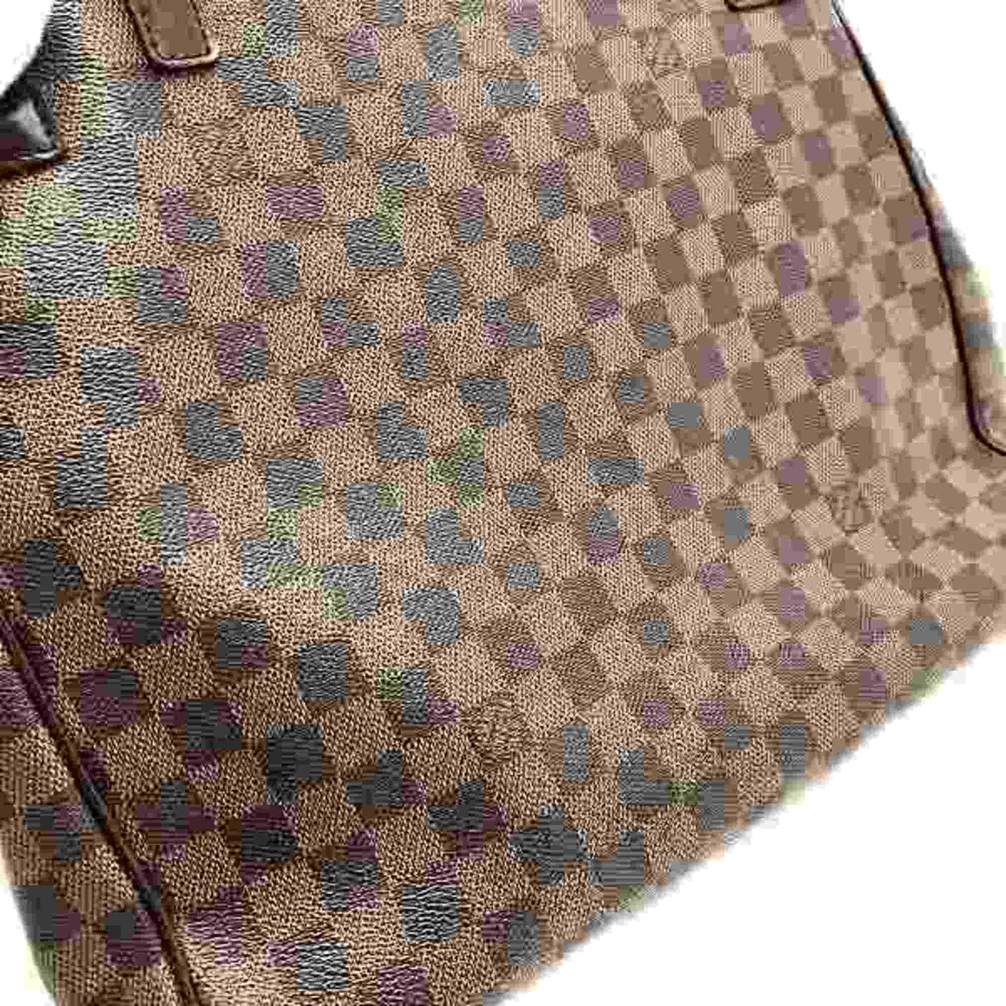 Damier Ebene Tote Canvas Leather Bag